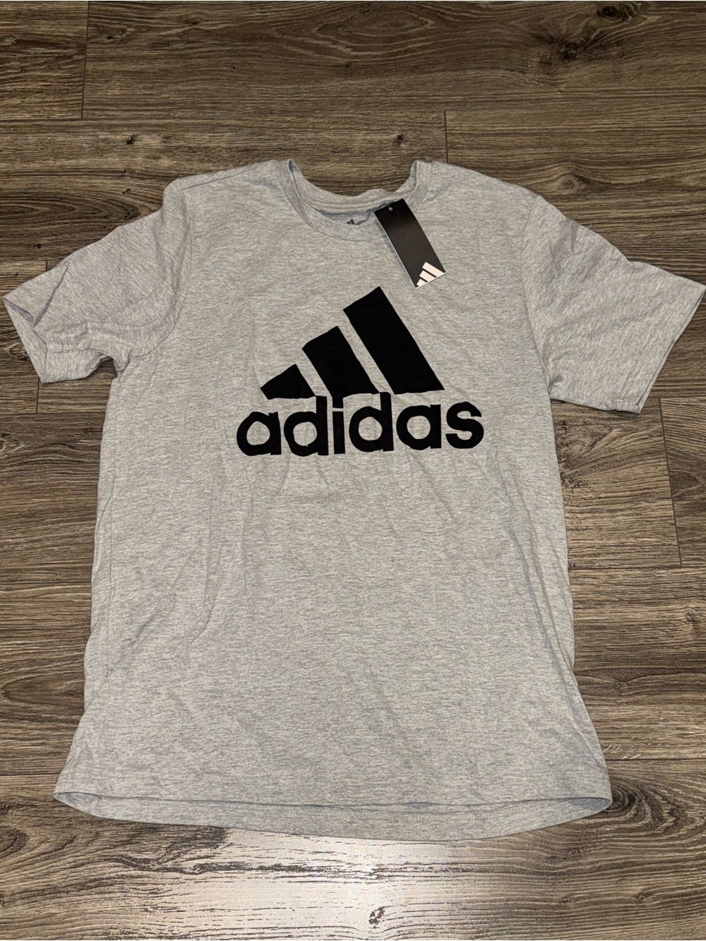 adidas Grey Tee with Black Logo - Short Sleeve Crew